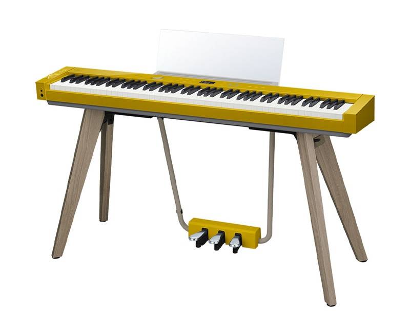 Piano numérique meublé haut de gamme Casio modèle PX S7000 jaune moutarde