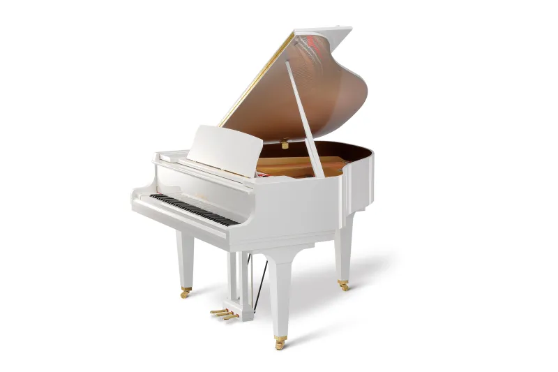 Piano à queue Kawai modèle GL10 finition blanc laqué