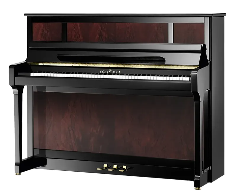 Piano droit Schimmel modèle C121 Tradition prestige finition Acajou pyramidal