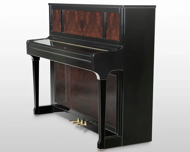 Piano droit haut de gamme Schimmel modèle C121 Tradition prestige Loupe de noyer à Montpellier