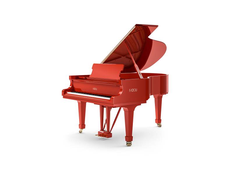Piano à queue Fazioli modèle F183 finition rouge brillant