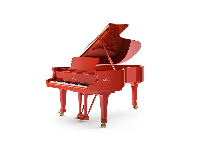 Piano à queue Fazioli modèle F212 finition rouge brillant