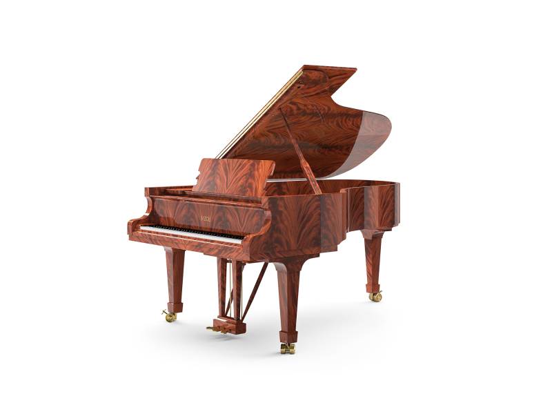 Piano à queue Fazioli modèle F212 finition plume d'acajou