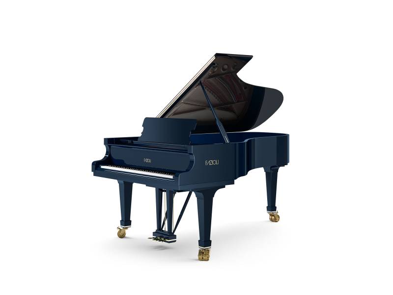 Piano à queue Fazioli modèle F228 neuf finition bleu foncé