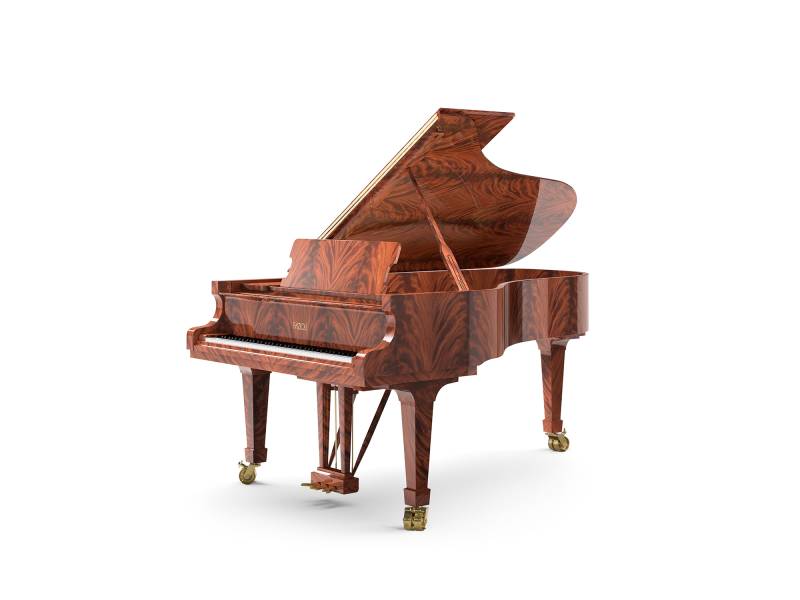 Piano à queue Fazioli modèle F228 neuf finition plume d'acajou