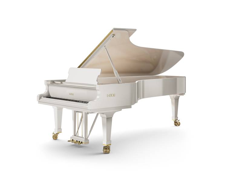 Piano à queue Fazioli modèle F308 finition blanc brillant