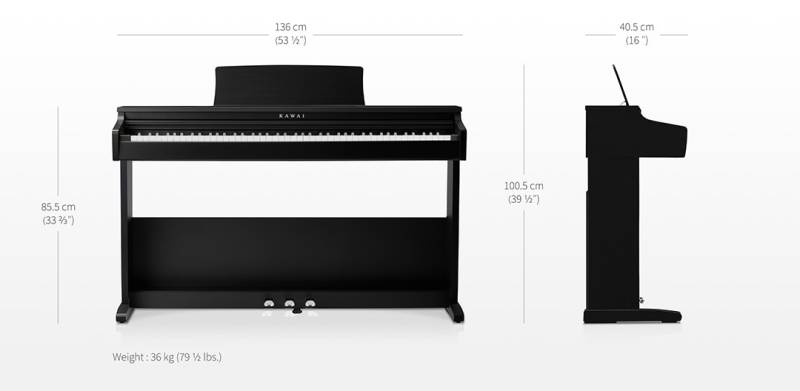 Dimensions du piano numérique Kawai modèle KDP 75