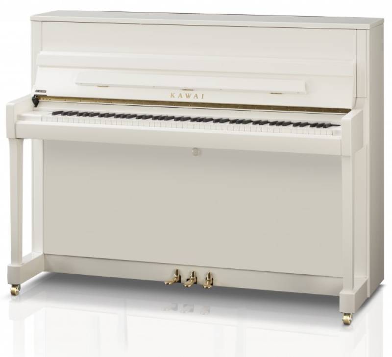 Piano droit Kawai modèle K200 neuf finition blanc brillant avec laiton