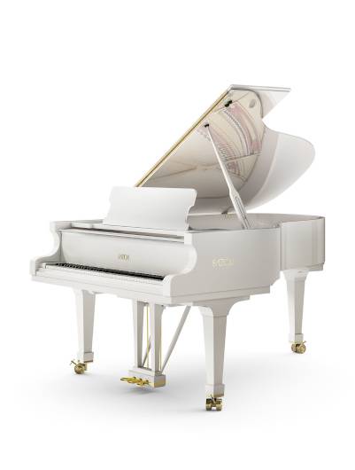 Piano à queue Fazioli modèle F198 finition blanc brillant